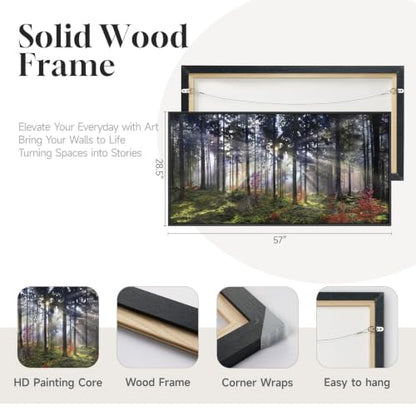 Large Framed Modern Forest Landscape Wall Art for Living Room, 60x30 Inch - color: Red Green