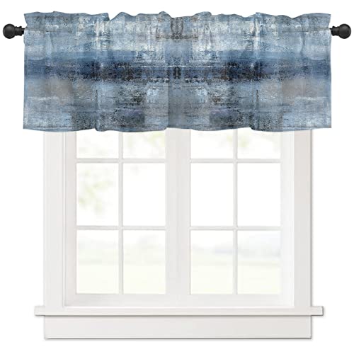 Navy Blue Window Valances, Abstract Art Valances for Windows Treatment Decor, Farmhouse Rod Pocket Decorative Curtain Valance for Bathroom Bedroom Living Room, 54 X 18 in Blue, 1 Panel - color: Navy Blue, size: 54"W x 18"L (Pack of 1)