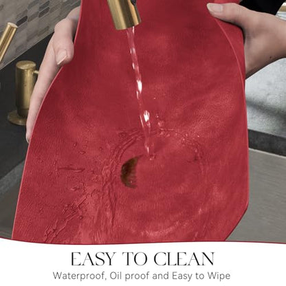 MOSAYT Vinyl Faux Leather Placemats, Set of 6, Red - color: Red