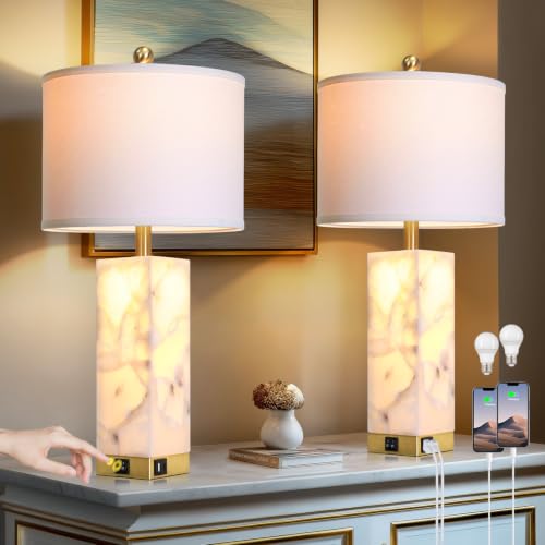 Rinweey 25.6'' Bedside Table Lamps Set of 2 for Bedroom Living Room - size: 25.5-inch