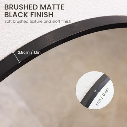 Arched Mirror for Wall, 36x24 Inch Bathroom Vanity Arched Wall Mirror with Metal Frame, Anti-Rust, Tempered Glass, Wall Mounted Mirror for Bedroom, Living Room, Entryway, Black