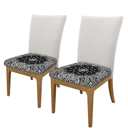 Abstract Paisley Silk Scarf Pattern Style Office Computer Chair Seat Covers Set of 1, Soft Stretch Rotating Desk Chair Seat Cushion Protectors - color: Black White Abstract Paisley Silk Scarf, size: Set of 1