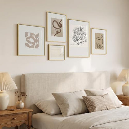 Large Framed Abstract Neutral Canvas Wall Art for Living Room, 5 Piece - color: Neutral, size: 8x10x1Pcs+12x16x2Pcs+16x16x1Pcs+16x24x1Pcs