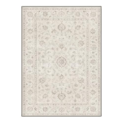 GENIMO 5X7 Area Rug for Living Room, Washable Boho Medallion Non Slip Thin - color: Cream Taupe, size: 5' x 7' (Rectangular)
