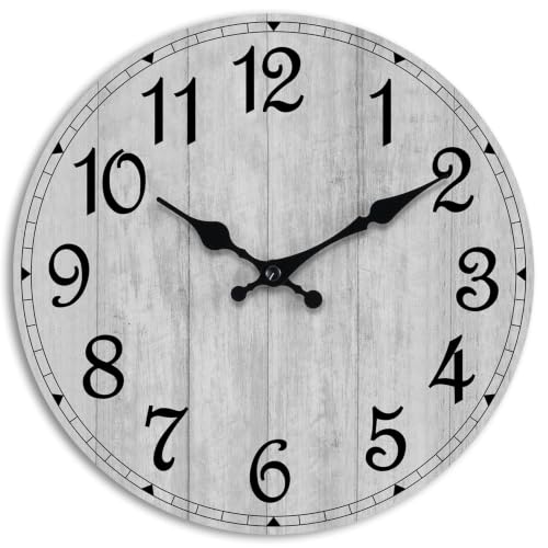 10 Inch Wall Clock, Silent Battery Operated Analog Clock, Grey - color: B-grey Retro, size: 10"