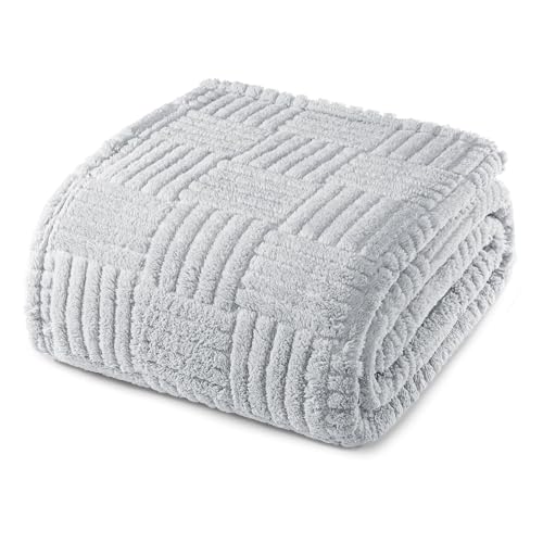 Whale Flotilla Lightweight Fleece Queen Size Blanket for Bed, Light Grey - color: Light Grey, size: Queen(90x90 Inch)