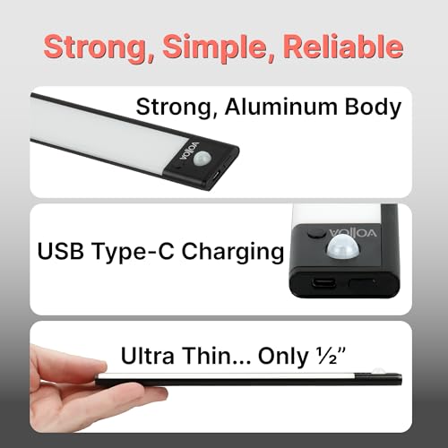 Motion Sensor Under Cabinet Light, LED Closet Light, 15.75 in Black - color: Black, size: Medium - 15.75in