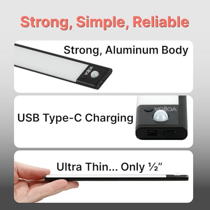 Motion Sensor Under Cabinet Light, LED Closet Light, 15.75 in Black - color: Black, size: Medium - 15.75in