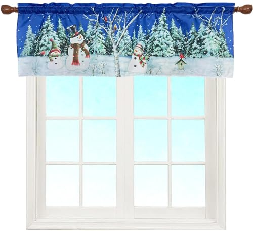 Holiday Winter Snowman Holiday Rod Pocket Valance 58 x 18 Inches - color: Snowman, size: 58"W x 18"L (Pack of 1)