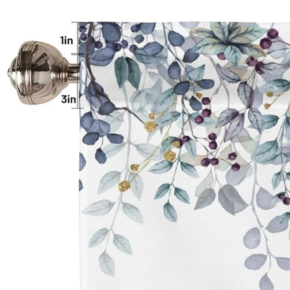 Dark Blue Eucalyptus Leaves Valances for Windows 2 Panels, 42x12 in - color: Eucalyptus Leaves-dark Blue, size: 42"W x 12"L (Pack of 2)
