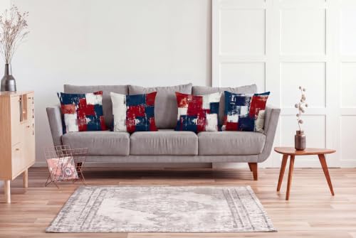 Throw Pillow Covers, Red White Blue Abstract, 18x18 - color: Red White and Blue, size: 18" x 18" (Pack of 4)