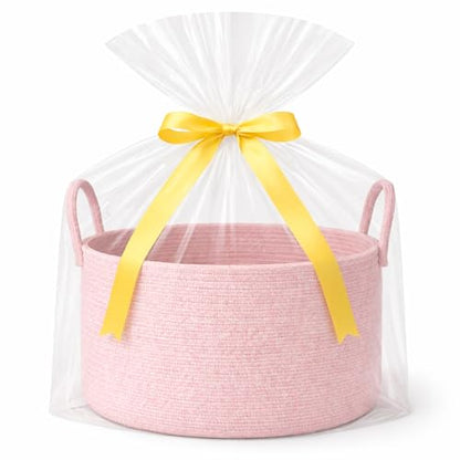 Large Gift Basket Empty to Fill Kit, Woven Rope Basket, Pink - color: Blush Pink, size: Large