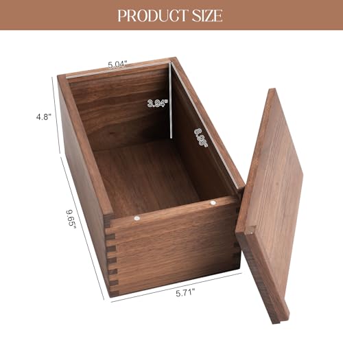 Decorative Solid Walnut Wood Storage Box with Magnetic Slide Lid