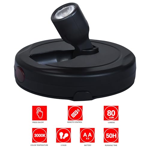 Battery Operated LED Spotlight, Indoor Picture Plant Spot Lights - color: Black