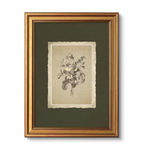 VIYYIEA Vintage Gold Framed Wall Art, 12x16 Inch Floral Rose Retro print Paintings, Antique Canvas Artwork, Victorian Picture Photo Frame Wall Decor for Gallery Bathroom Bedroom - color: Multi petal roses, size: 16"L x 12"W
