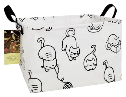 Rectangle Foldable Storage Basket Handles For Home, Black cat - color: REC-Black cat