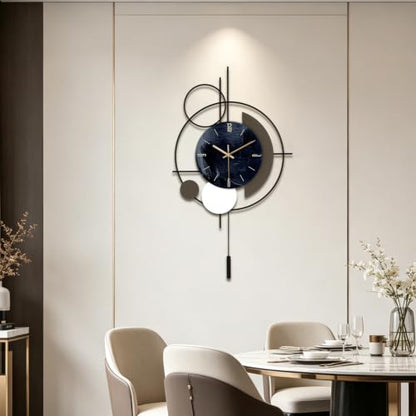 Wall Clock, Silent Quality Quartz Battery Operated with Pendulum, Large Wall Clock for Living Room Kitchen Home Bathroom Bedroom Wall Decor, 18.1x32.2inch(Black) - size: 18.1x32.2in
