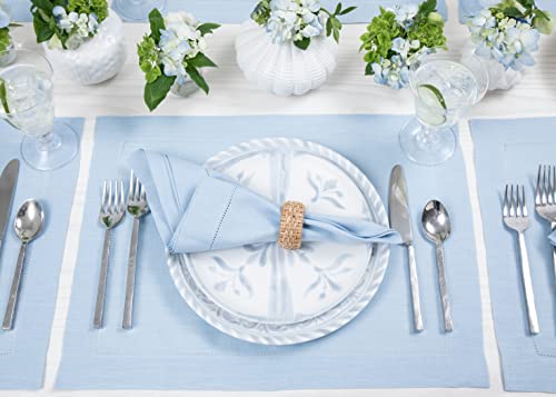 Solino Home 100% Pure Linen Woven Placemats Sky Blue, 14 x 19 in, Set of 4 - color: 09: Sky Blue, size: 14" X 19" (Set of 4)