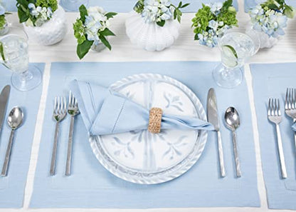 Solino Home 100% Pure Linen Woven Placemats Sky Blue, 14 x 19 in, Set of 4 - color: 09: Sky Blue, size: 14" X 19" (Set of 4)