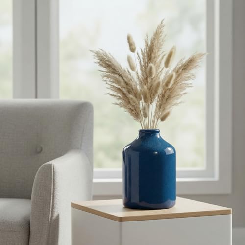 Sunddo Blue Ceramic Vase, 8 Inch - color: Dark Blue, size: 8 inch