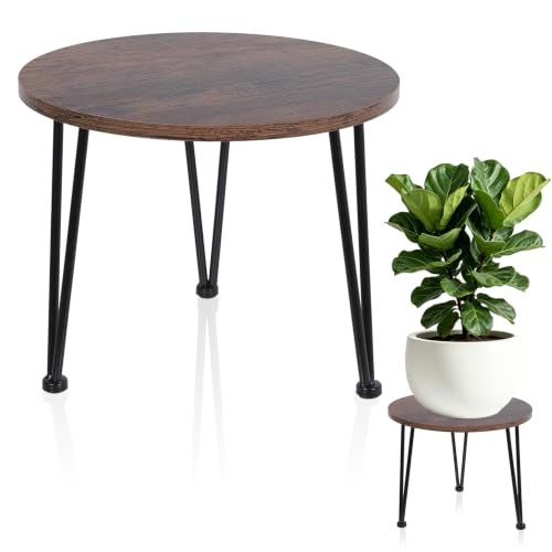Vigordream Metal Plant Stand Indoor, Heavy Duty Wood Single Planter Holder - size: Large