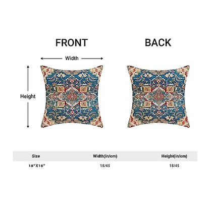 Boho Blue Red Carpet Pattern Pillow Covers 18x18 Set of 2 - color: Boho-15, size: 18" x 18" (Pack of 2)