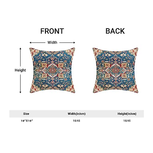 Boho Blue Red Carpet Pattern Pillow Covers 18x18 Set of 2 - color: Boho-15, size: 18" x 18" (Pack of 2)