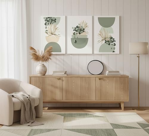 LAJDXSX 3 Pcs Neutral Abstract Boho Canvas Wall Art - color: Sage, size: 12x16in-Canvas