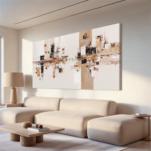 YISXINOAG Beige Industrial Geometric Canvas Wall Art Decor For Living Room - color: black beige, size: 40"L x 20"W