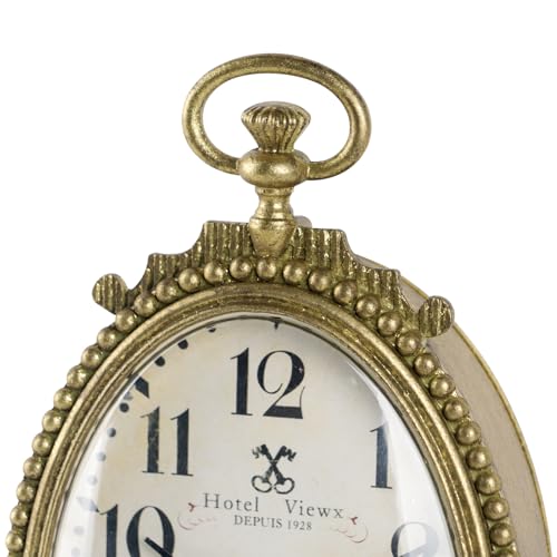 NIKKY HOME Vintage Gold Small Table Clock, French Country Desk Clock