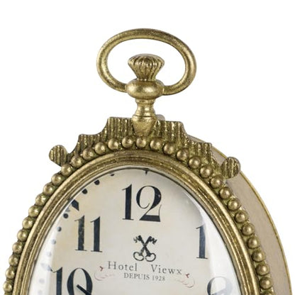 NIKKY HOME Vintage Gold Small Table Clock, French Country Desk Clock