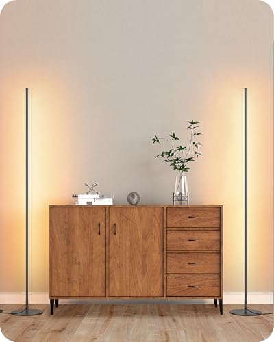 EDISHINE 2 Pack 57.5” Floor Lamp with Remote, Dimmable & 7 CCT Adjustable - color: Black