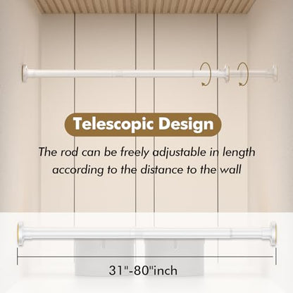 GXOACKJ White Shower Curtain Rods - 31-80 Inch Spring Tension Shower Rods for Bathroom, Adjustable, No Drilling, No Rust, Stainless Steel - color: White, size: 31-80 inches