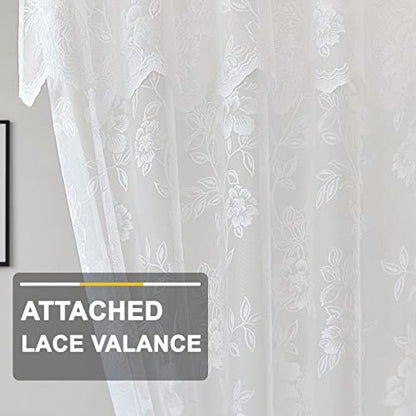 White Lace Shower Curtain with Attached Valance, 72 x 72 Inch 1 Panel - color: White, size: 72"W x 72"L (Pack of 1)