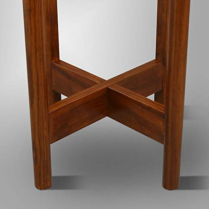 Casual Home Mid-Century Modern Wood Plant Display Stand, Fit Up to 10", Plant and Pot NOT Included - Antique Mahogany, 107-329