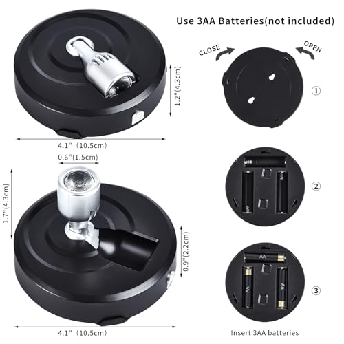 2-Pack LED Spotlight Battery Operated Picture Lights,Puck Lights with 2 Remote,Dimmable Stick Spot Lights with Timmer for Wall Painting Dartboard - color: Black Silver