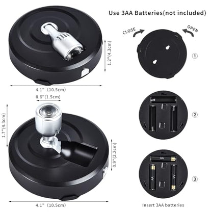 2-Pack LED Spotlight Battery Operated Picture Lights,Puck Lights with 2 Remote,Dimmable Stick Spot Lights with Timmer for Wall Painting Dartboard - color: Black Silver