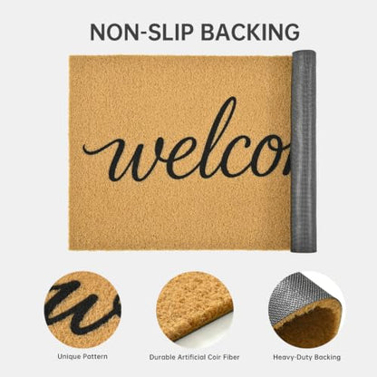 Front Door Mat Outside Non-Slip Welcome Doormat (Welcome, 17x29 in) - color: Welcome