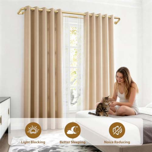 KAMANINA Double Curtain Rod 32 to 58 Inch, Gold Wrap Around Drapery Rods - color: Gold, size: 32-58"