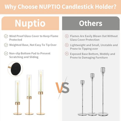 NUPTIO Hurricane Candle Holder for Candlestick, 6 Pcs Gold Candle Holders - color: Gold - Clear, size: 6pcs