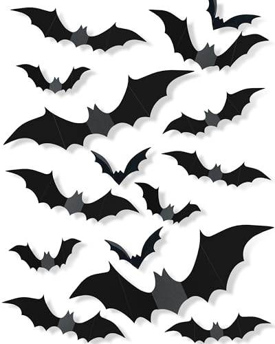 120 Pcs 3D Halloween Decorations Bats Decor,5 Sizes Bats Wall Decor Indoor - style: 120 pcs