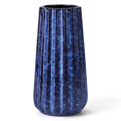 Ceramic Vase, GUKJOB Small Cute Flower Vase for Pampas Grass, Home, Living Room, Dining Table, Farmhouse, Office Decor, Bedroom, Table, and Kitchen Shelf (389 Blue) - color: 389 Blue