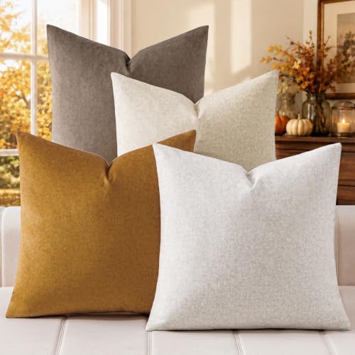 a moment Waterproof Throw Pillow Covers Set of 4, 16x16 Inch Outdoor Stain Resistant Pet Friendly Pillowcases Cushion Covers for Patio Sofa and Living Room, Brown - color: Earth's Rhythm, size: 16" x 16" (Pack of 4)