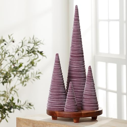 Your Heart's Content Mulberry Velvet Trees Set of 4, Valentine Tree Tabletop, Cozy Purple Mantel Accent, Cozy Gift for, Luxurious Winter Tablescape (Mulberry) - color: Mulberry
