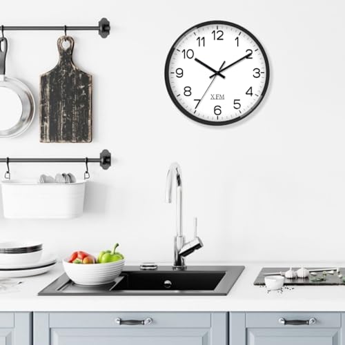 XFM 8 Inch Modern Small Wall Clocks Battery Operated - color: Black, size: 8 Inch-1pcs