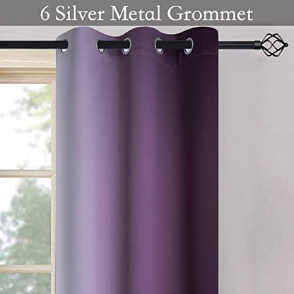 SimpleHome Ombre Purple to Grey White Curtains for Living Room 42Wx63L - color: Purple, size: 42"W x 63"L (Pack of 2)
