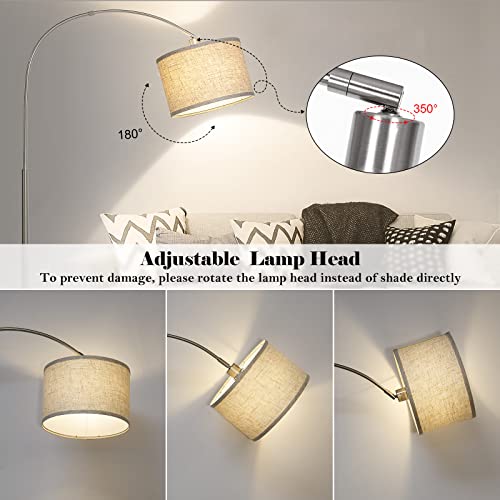 Silver Floor Lamp, Arc Floor Lamp with Adjustable Head and Pedal Switch - color: Silver