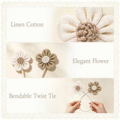 VIS'V Curtain Tiebacks, Boho Curtain Holdbacks, Cream and Khaki, 2 Pcs - color: Cream and Khaki