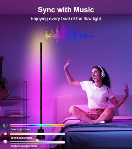Ericlin 1PCS Smart RGB LED Corner Floor Lamp with App and Remote Control