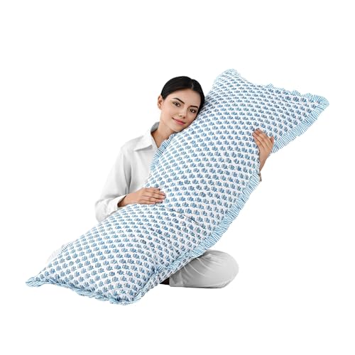 CPC Apatite Blue Block Print Ruffle Sham Pillow Cover 20x54 Inch, Pack of 1 - color: Apatite Blue, size: 54" x 20" (Pack of 1)